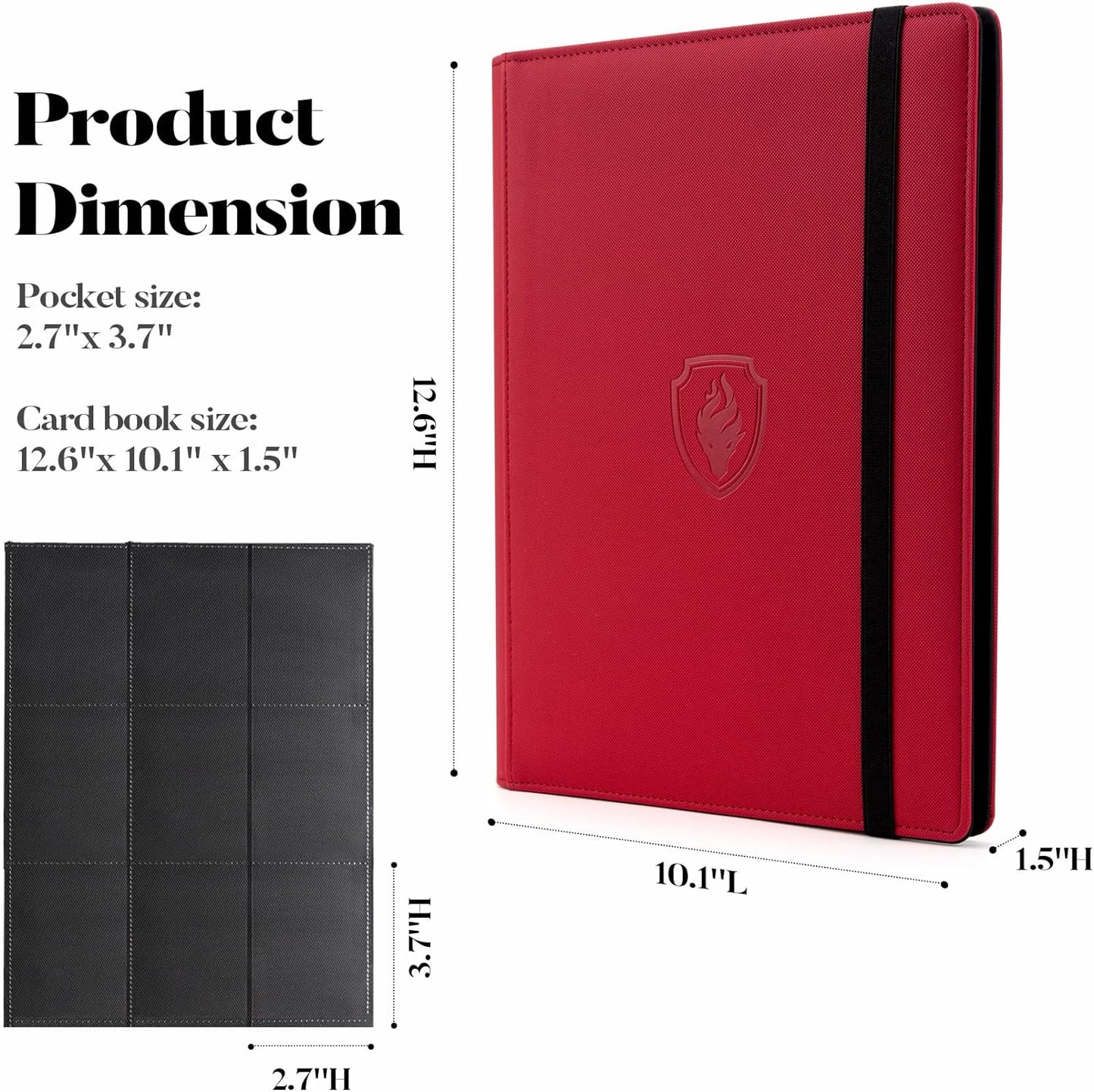 Trading Card Binder 9 Pocket, Fabmaker PU Cover Card Collection Binder for 360 Cards, Premium Card Book, Sturdy Card Holder Folders, Card Album for YuGiOh, MTG, TCG, Game Cards & Sports Cards, Red