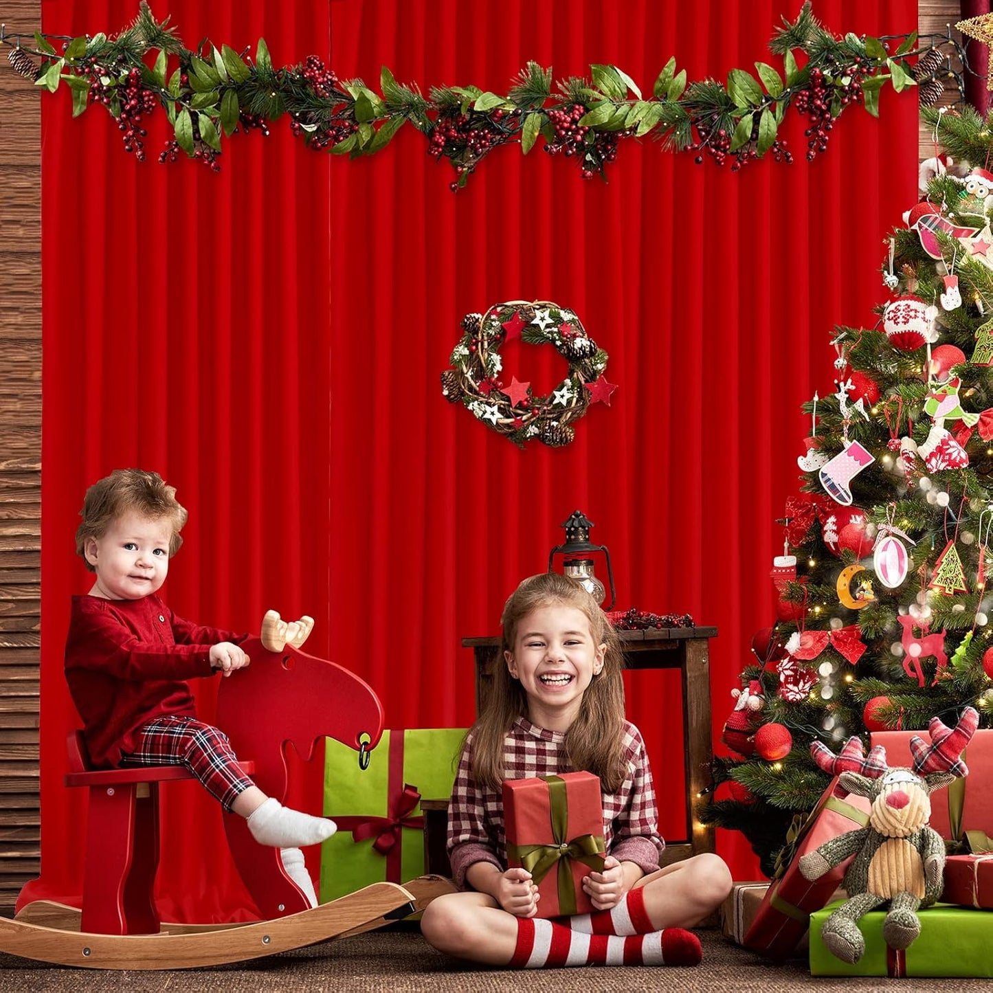 Red Backdrop Curtains Photography Background Drapes 20ft x 10ft Polyester Fabric Panels for Birthday Anniversary Ceremony Decorations