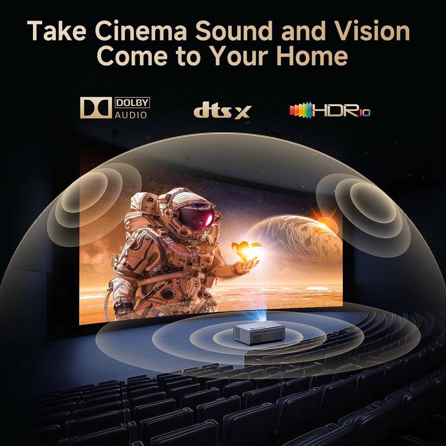 4K Projector with Netflix& Dolby Audio, 1200ANSI Auto Focus&6D Keystone Kogata Smart Projector with Built in Apps Outdoor Movie Proyector with WiFi 6 Bluetooth for Home Theater UPGRADE