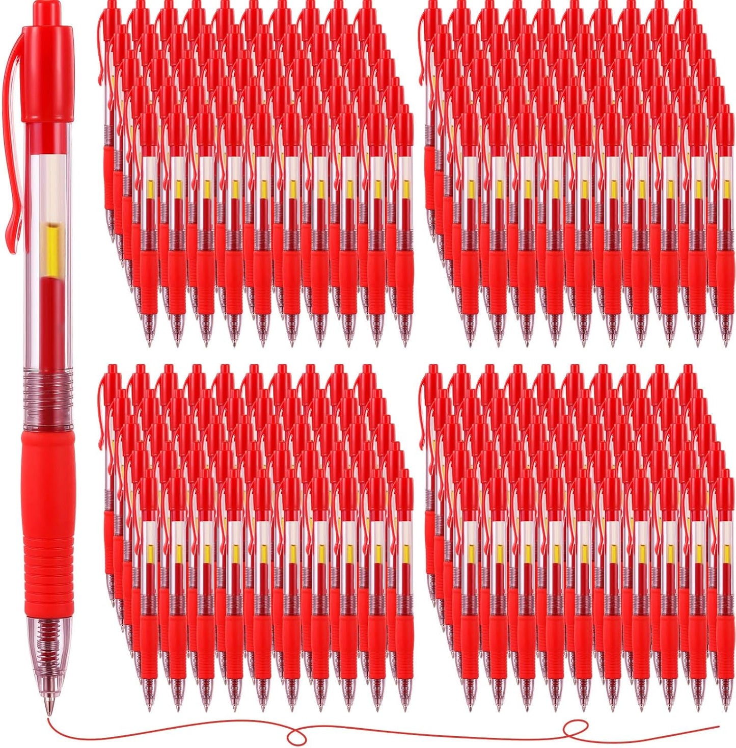 Jetec 250 Pcs Premium Gel Roller Pens Bulk, Fine Point 0.7 mm, Retractable Gel Ink Roller Ball Pens for Writing Journaling Taking Notes Office (Red)