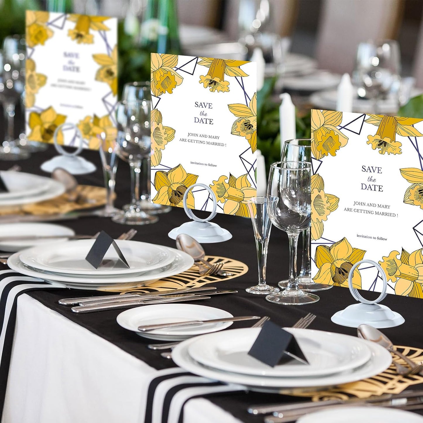 24 Pcs Table Number Holders Metal Place Card Holders Table Number Stands Tabletop Menu Sign Stands for Wedding Restaurant Recipe Banquet Birthday(White)