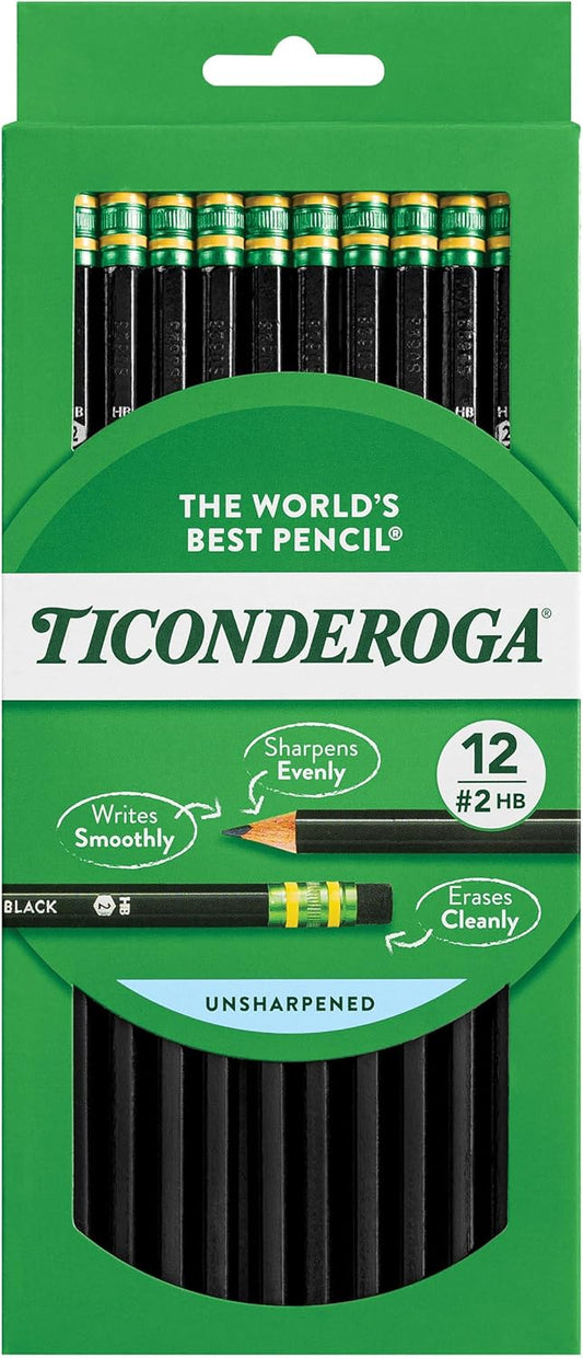 Ticonderoga Pencils, Wood-Cased Graphite, #2 HB Soft, Black (13953) (Pack of 72, 864 Count Total)