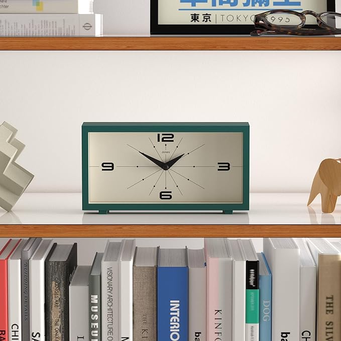 JONES CLOCKS® Odeon Desk Clock | Modern Rectangular Design | Green | Stylish - Image 3