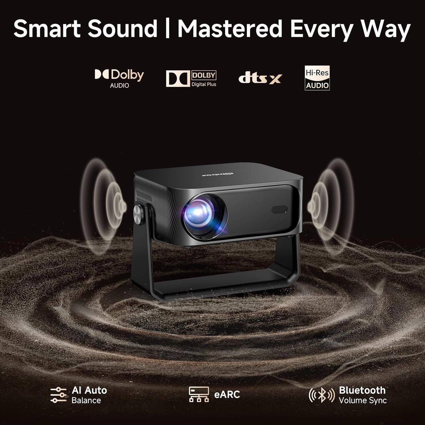 [1200 ANSI/Auto Focus & Keystone/Built-in APPs] 4K Outdoor Projector with Wifi and Bluetooth, Smart Portable Proyector with Built in Apps Netflix/YouTube/PrimeVideo & Dolby, Home Theater with HDR10+