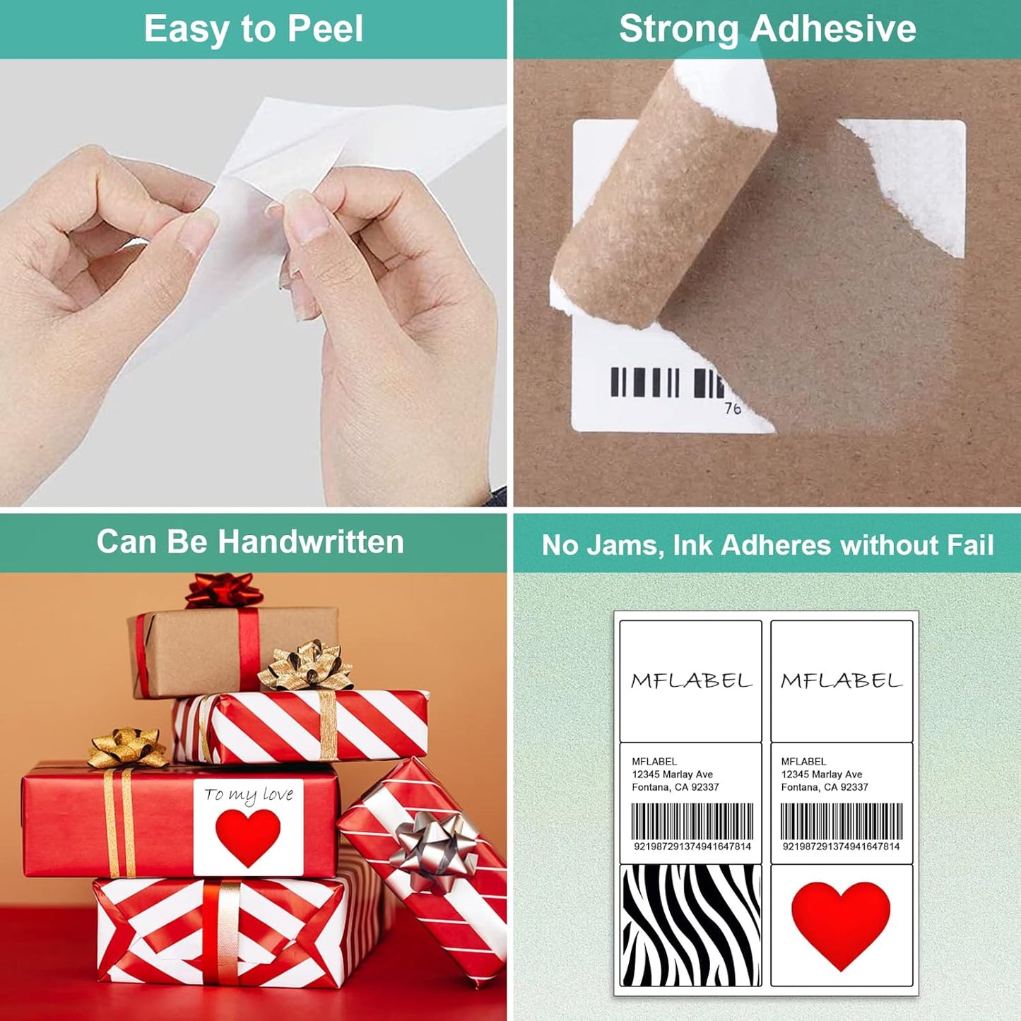 MFLABEL 3-1/3" x 4" FBA Shipping Address Labels, 6-UP, White, Easy to Peel, 150 Labels (25 Sheets)
