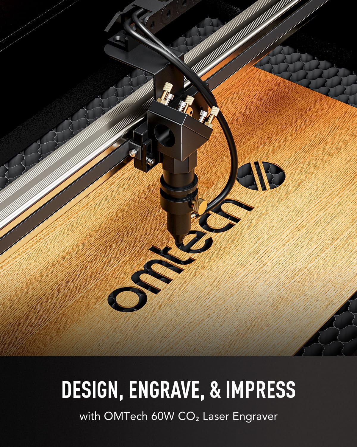 OMTech 60W CO2 Laser Engraver with LightBurn, 28x20 Inch Laser Engraving Cutting Machine with Autolift 4 Way Pass Air Assist Water Pump, Commercial Laser Engraver Cutter for Wood Glass Acrylic More