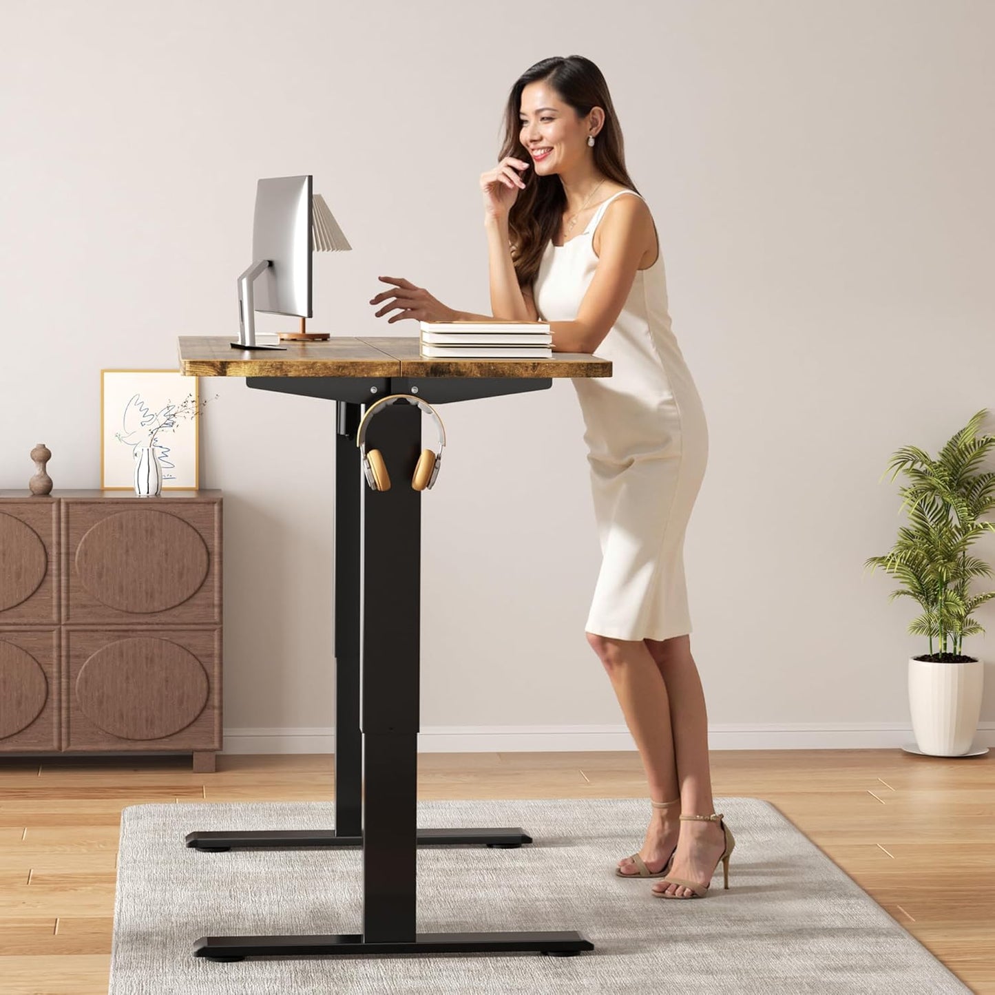 Electric Standing Desk Frame, Height Adjustable Table Legs with 3 Memory Controller,Up to 47.2",Ergonomic Stand Up Desk Base Workstation for Home Office, Black Frame Only