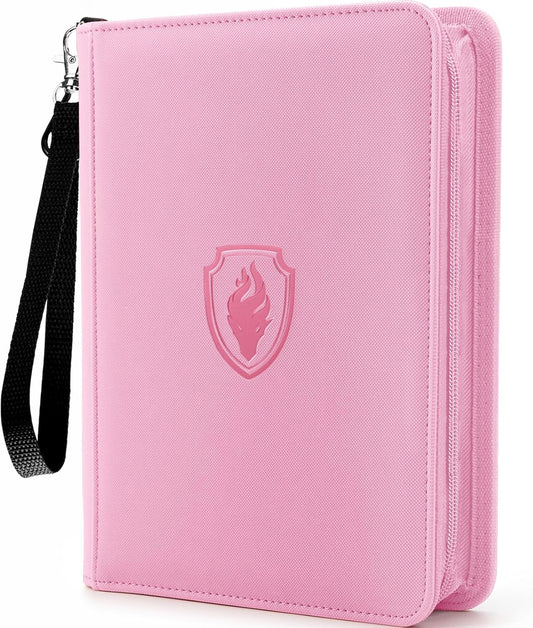 Premium 4 Pocket Zip Card Binder, Trading Card Binder for 320 Cards, Portable PU Card Collection Binder, Collector Card Album Folder for MTG, TCG, Sports Cards, Game Cards (Pink)