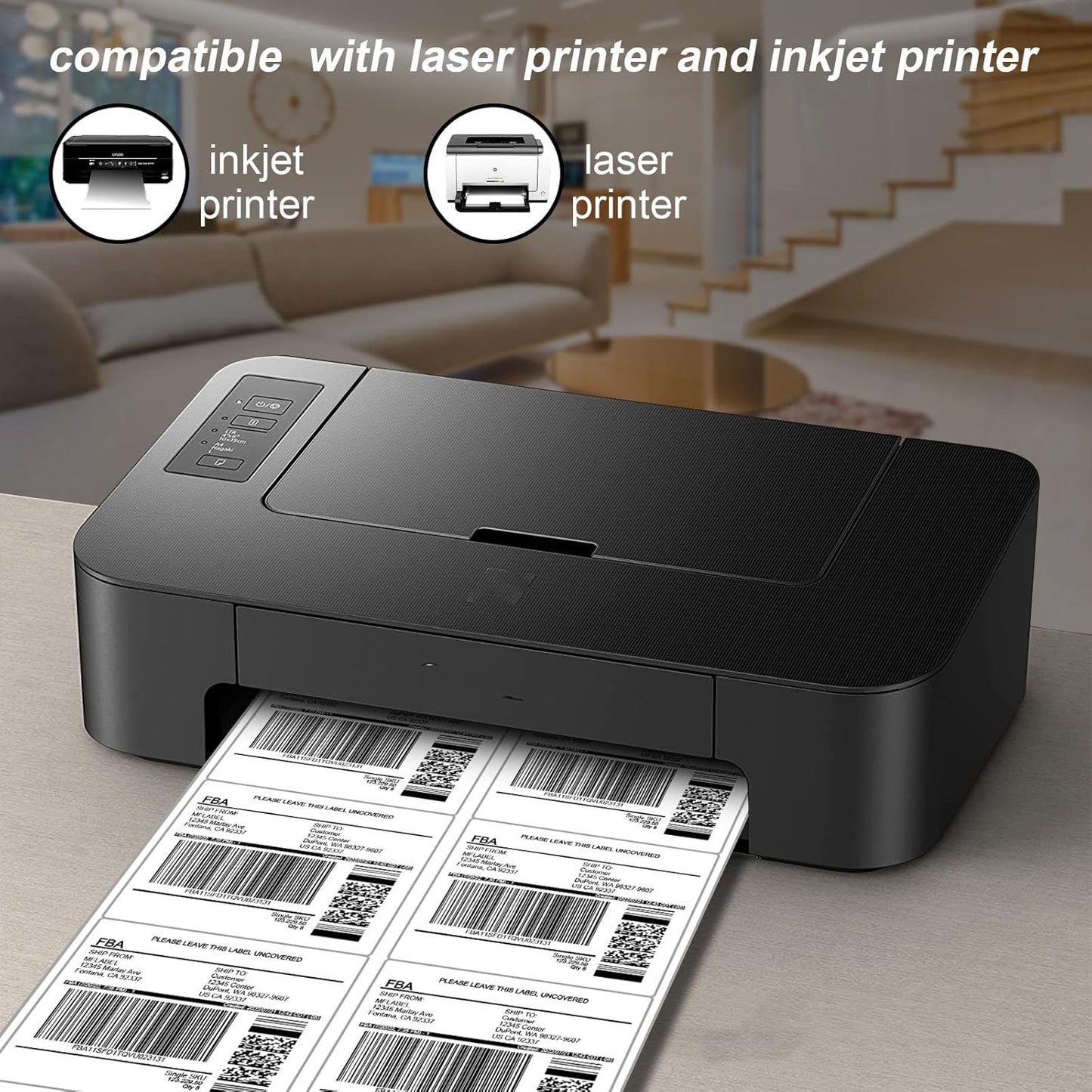 [30 Sheets 180 Labels] 3.33"x4" Printable White Shipping & Address Labels for Laser/Inkjet Printers