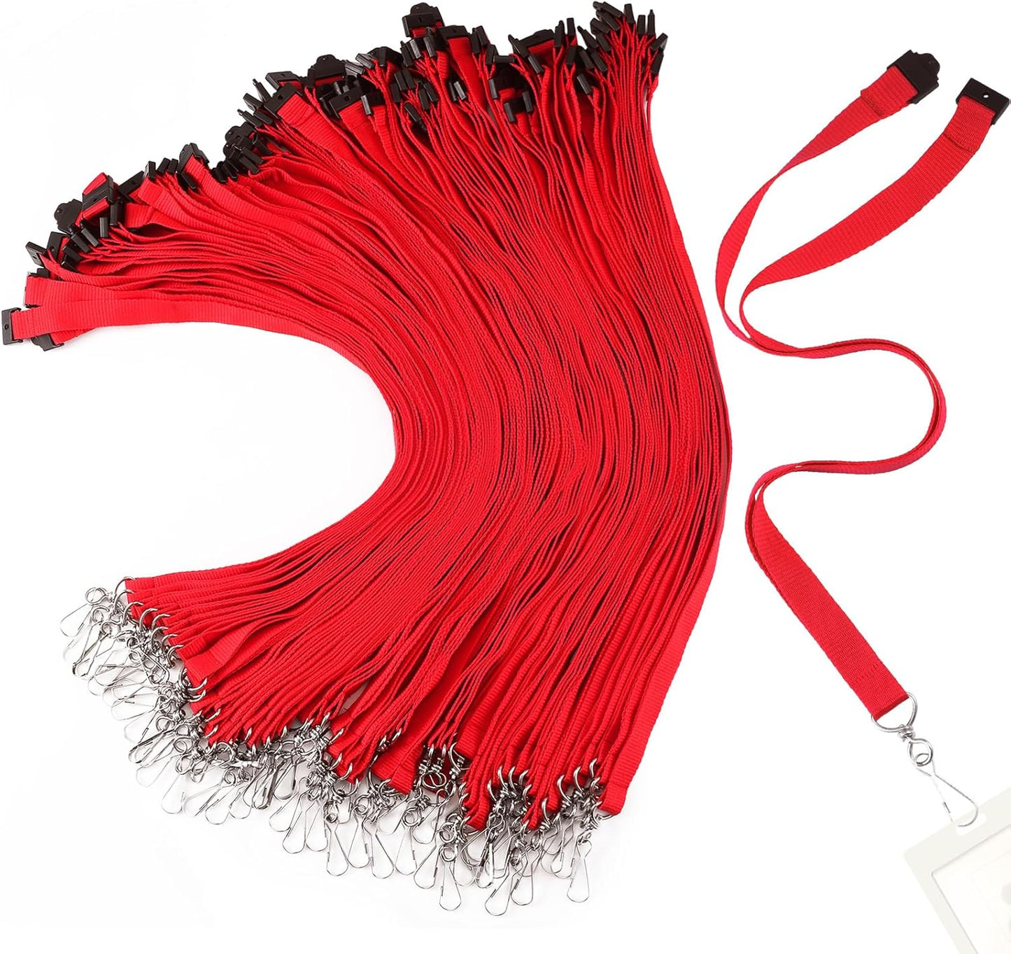 Patelai 120 Pcs Breakaway Lanyards with J Hook Bulk Flat for ID Badges Neck Badge Lanyards Card Nametag Holder Neck Straps (Red)