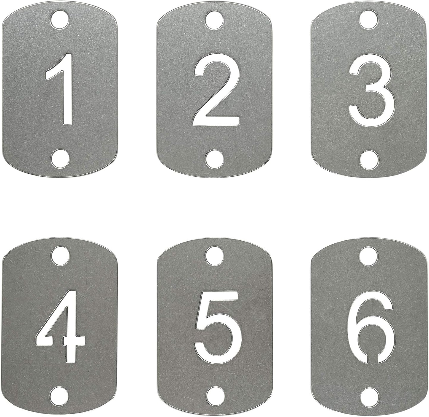 StayMax Rectangular Hollowed Stainless Steel Number Tags Key Tags with Two Holes (1-25)