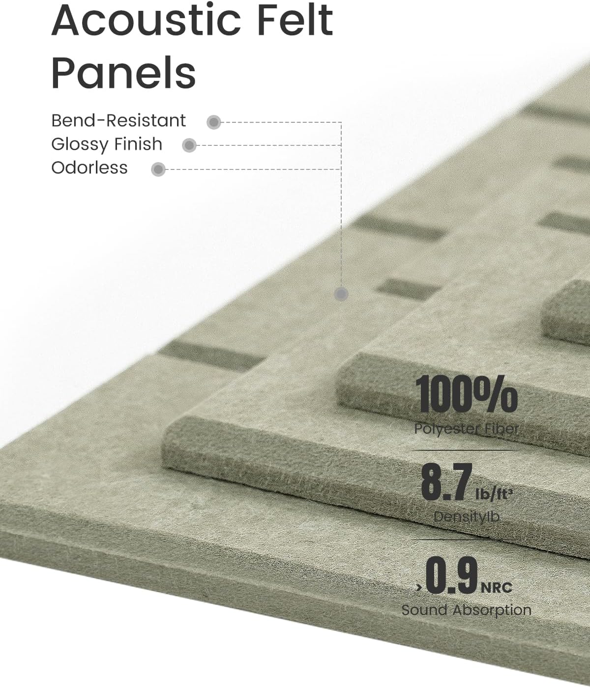 Felt Bulletin Board Tiles -28"x18" with 40 Adhesive Tabs, Cork Board Alternative for Office Decor, Push Pin Board Wall Organizer 6-Pack (Sage)