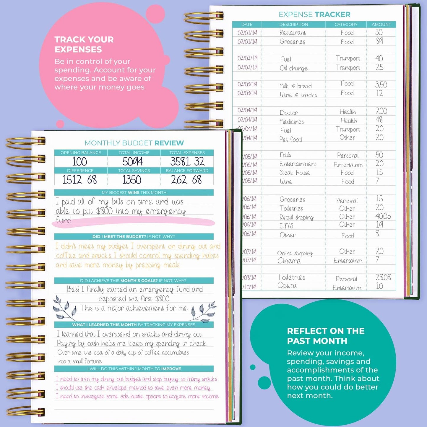 Clever Fox Budget Planner & Monthly Bill Organizer With Pockets. Expense Tracker, Budgeting Journal & Financial Book. Medium, 5.1x8.2" (Dark Green)