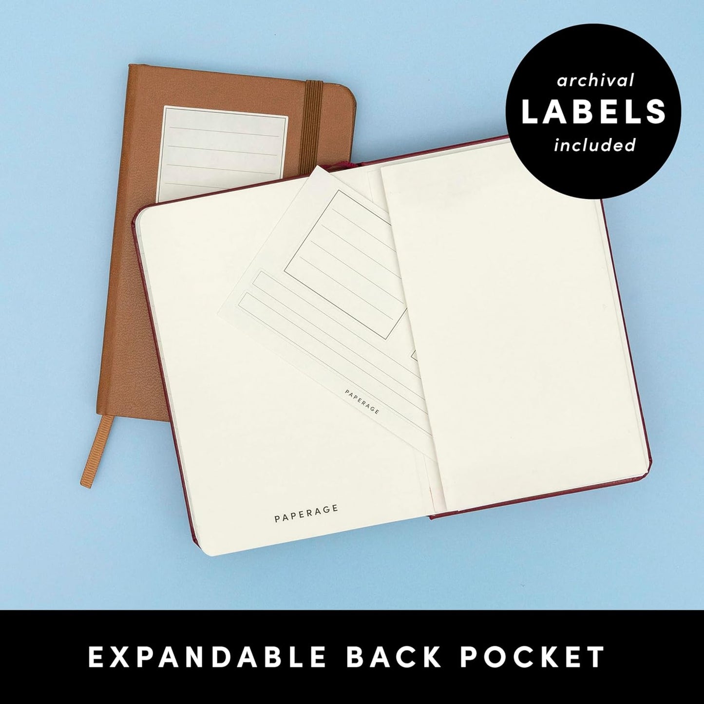 PAPERAGE Lined Pocket Journal Notebook, 1 Pack, (White), 160 Pages, Small, 3.6 inches x 5.6 inches - 100 GSM Thick Paper, Hardcover