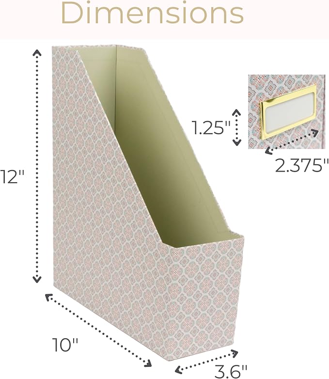 BLU MONACO | Foldable Magazine File Holder Set of 4 | Moroccan Tile Cardboard - Image 8