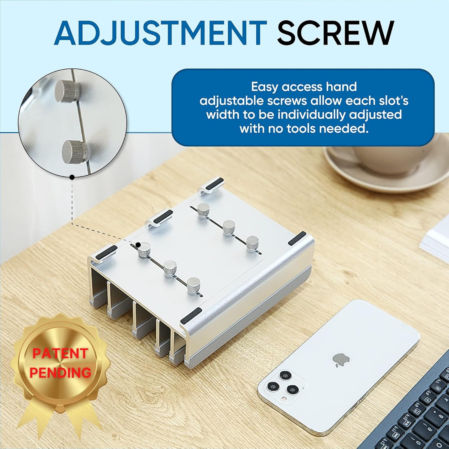Elestoria Adjustable Laptop Stand - Fits 5 Devices, Modern Design, Tool Free Adjustment, Protective & Stable