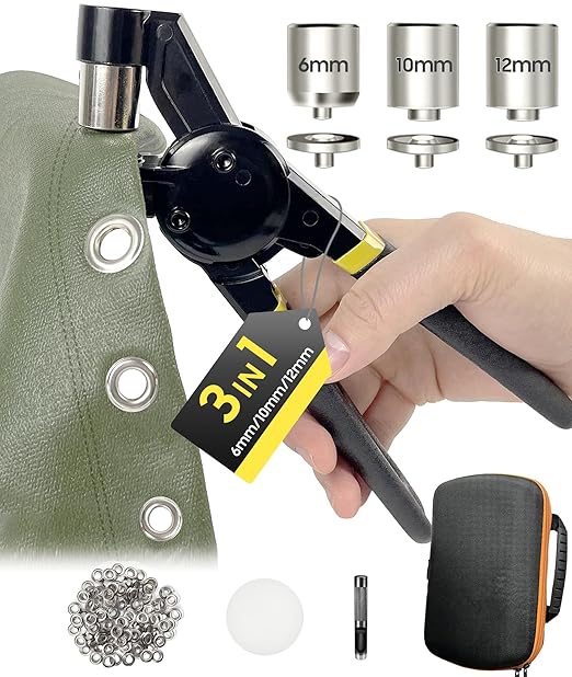 HAPDEN Grommet Tool Kit 1/2 1/4 3/8 Multi-Size Hole Punch, Eyelets and Grommets by HAPDEN