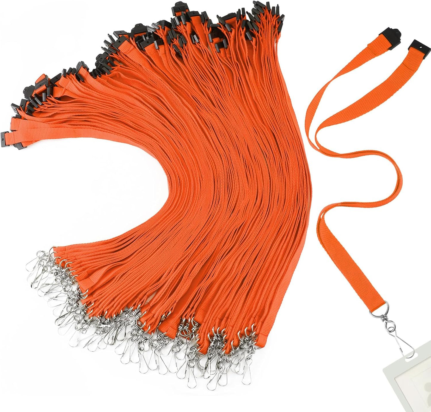 Patelai 120 Pcs Breakaway Lanyards with J Hook Bulk Flat for ID Badges Neck Badge Lanyards Card Nametag Holder Neck Straps (Orange)