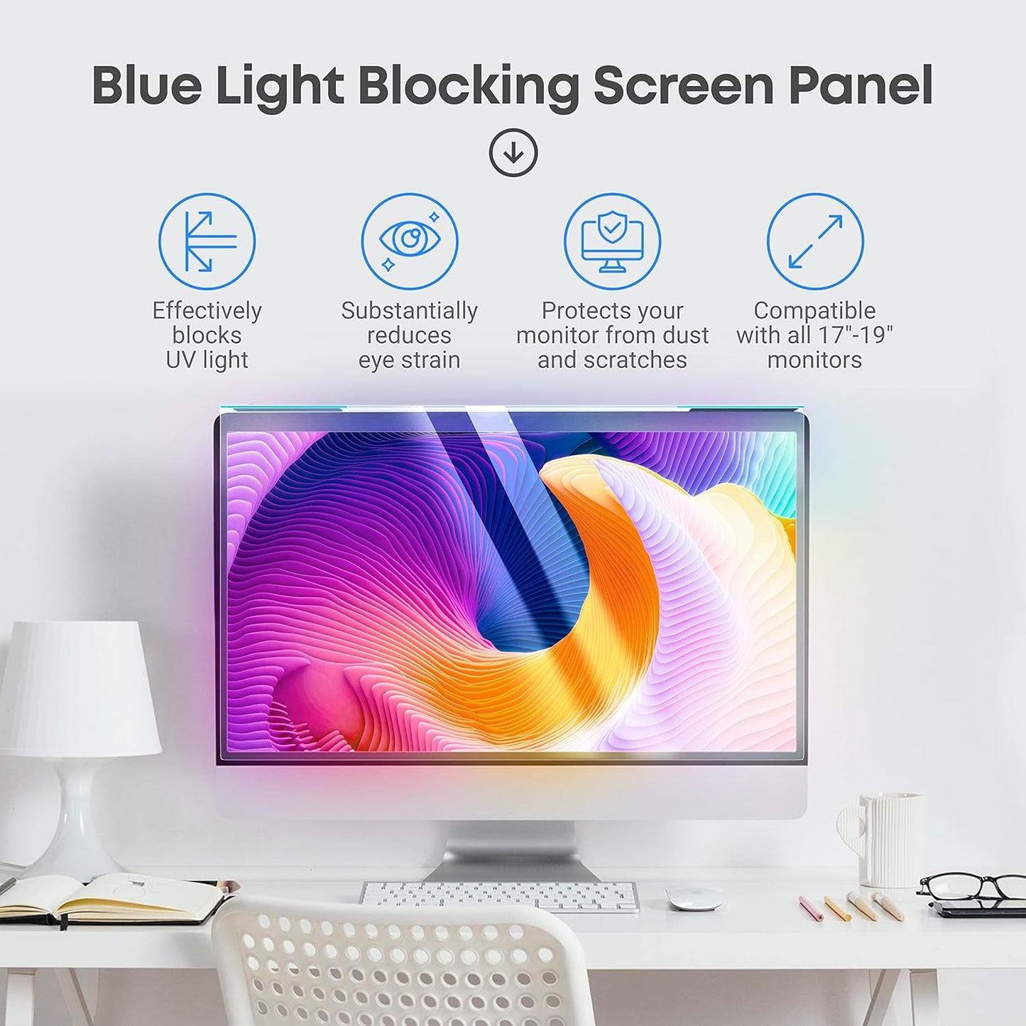 VINTEZ Blue Light Screen Protector for 17, 17.1, 18.1, 19 Inch Computer Monitor and Laptop – Anti-UV Blue Light Blocking Film for Desktop PC, Eye Protection Filter, 15.3" x 12.6", 1 Pack