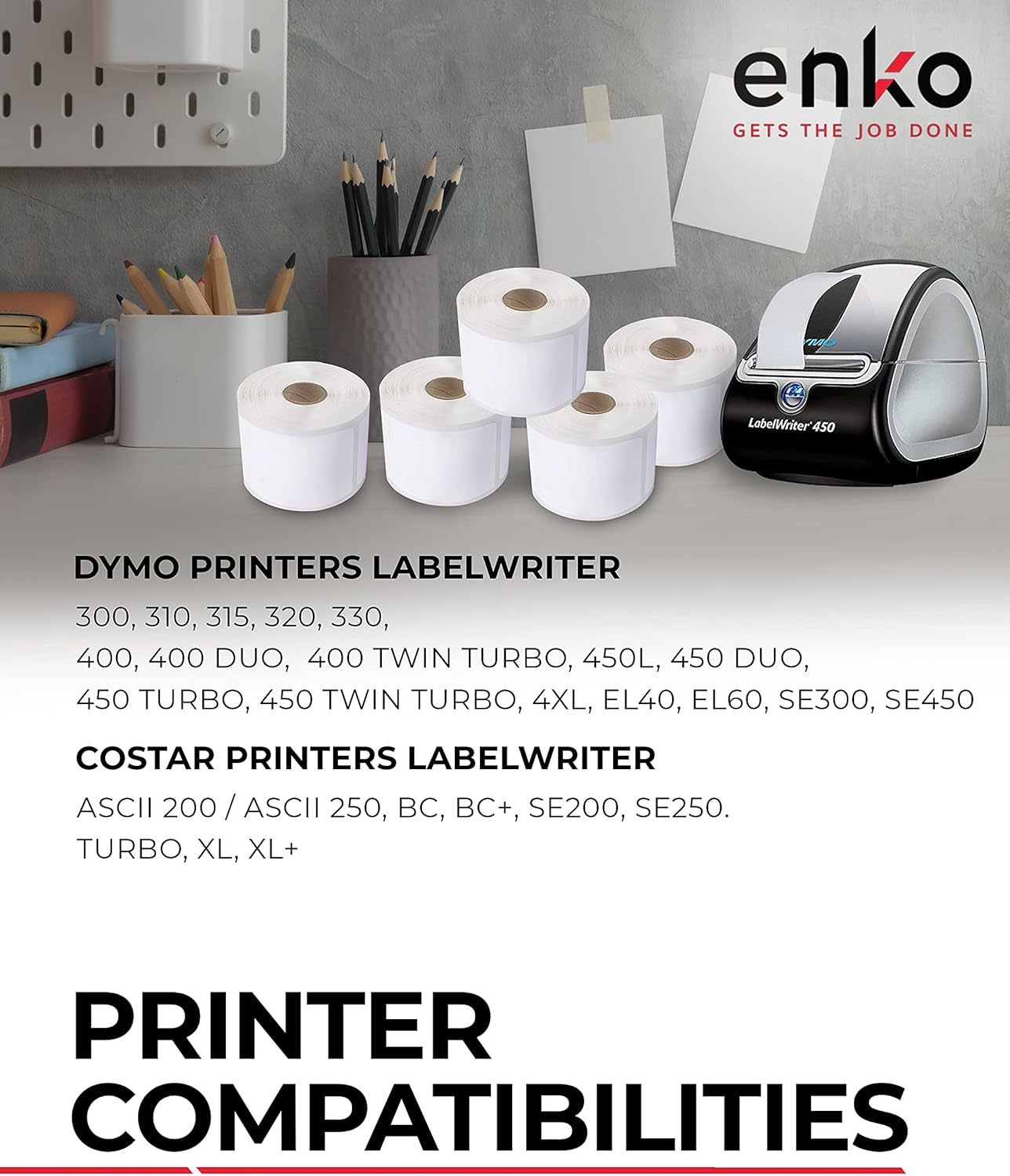 enKo (6 Rolls / 6000 Labels) 30334 Dymo Compatible Multipurpose Barcode (1-1/4" x 2-1/4")