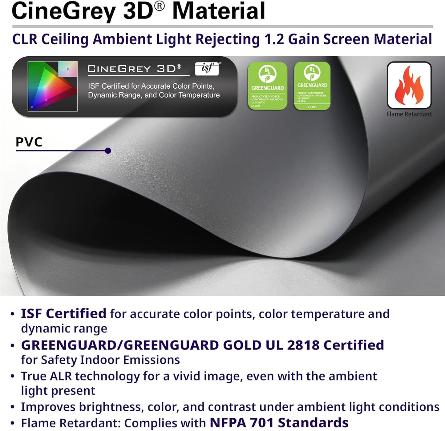 Elite Screens Aeon CineGrey 3D, 135" Fixed Frame CLR/ALR Projector Screen 16:9, Standard Throw Projection, Edge Free Ceiling & Ambient Light Rejecting, Wall-Mounted, for Movie Home Theater, AR135DHD3