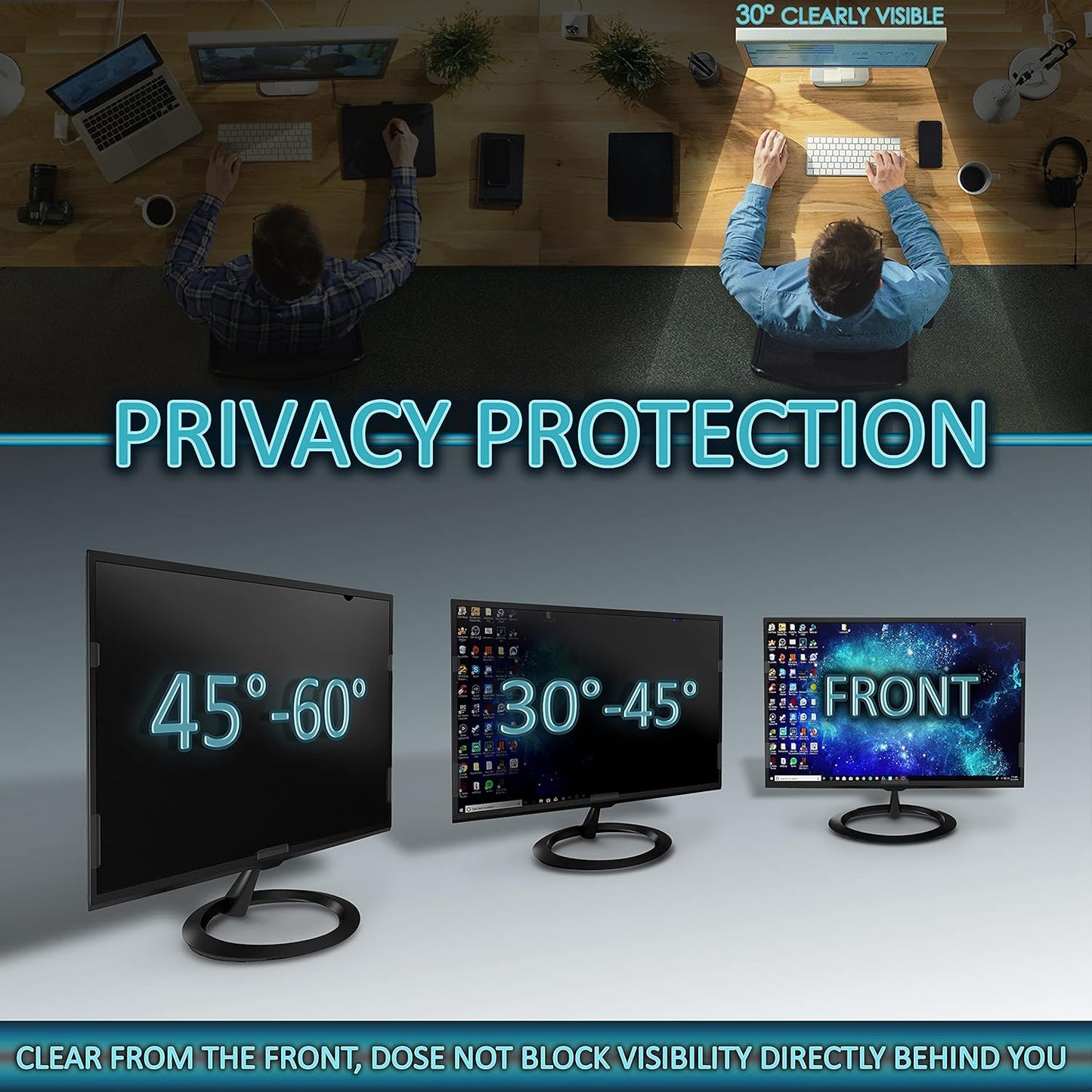 Privacy Screen Filter for 23 Inches Desktop Computer Monitor, Screen Protector Size is 20 inch width x 11.3 inch height
