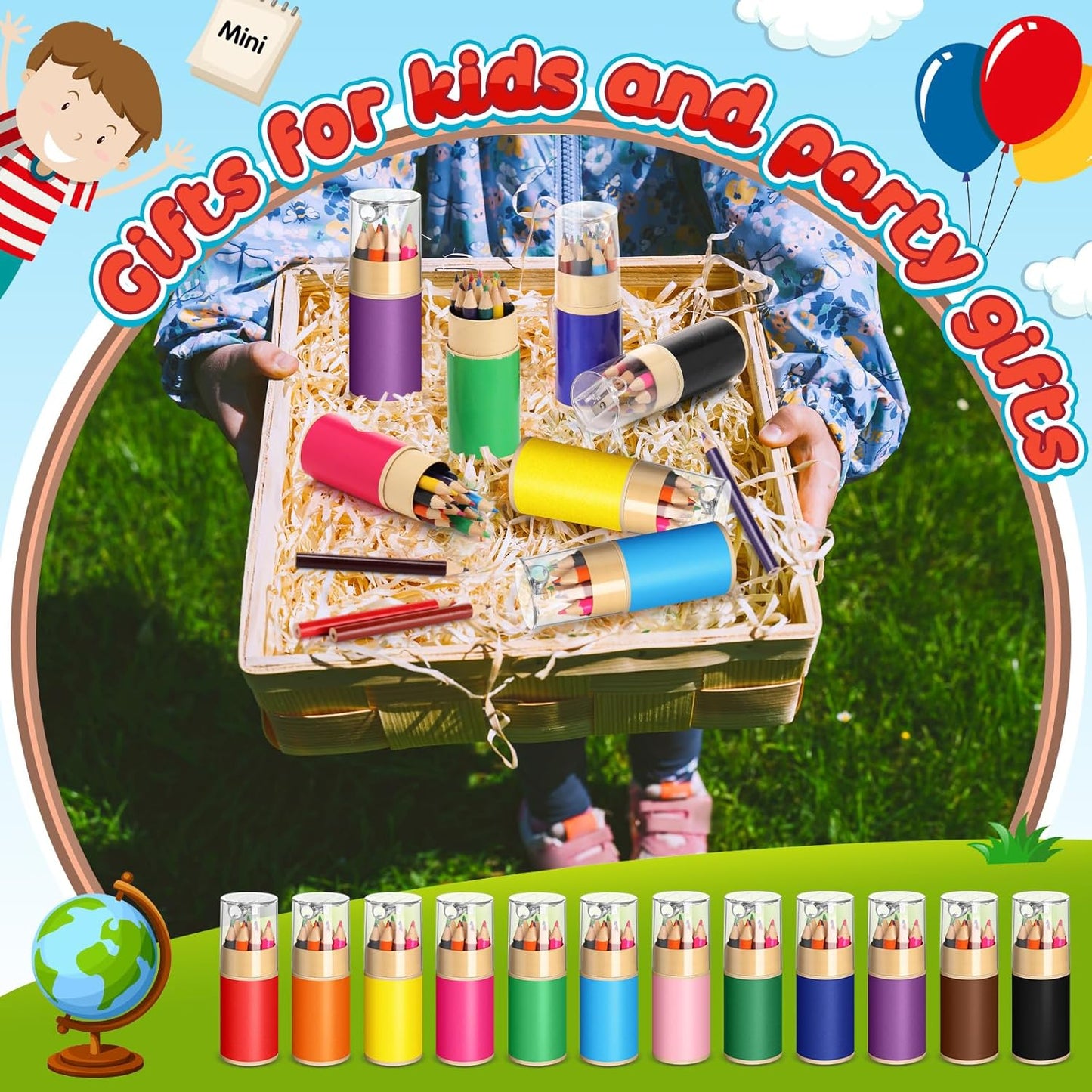 24 Sets Mini Drawing Colored Pencils Bulk with Sharpener for Kids 3.5" Small 12 Colors Travel Colored Portable Pencil Set Back to School Gifts for Students Adults Art Painting Classroom