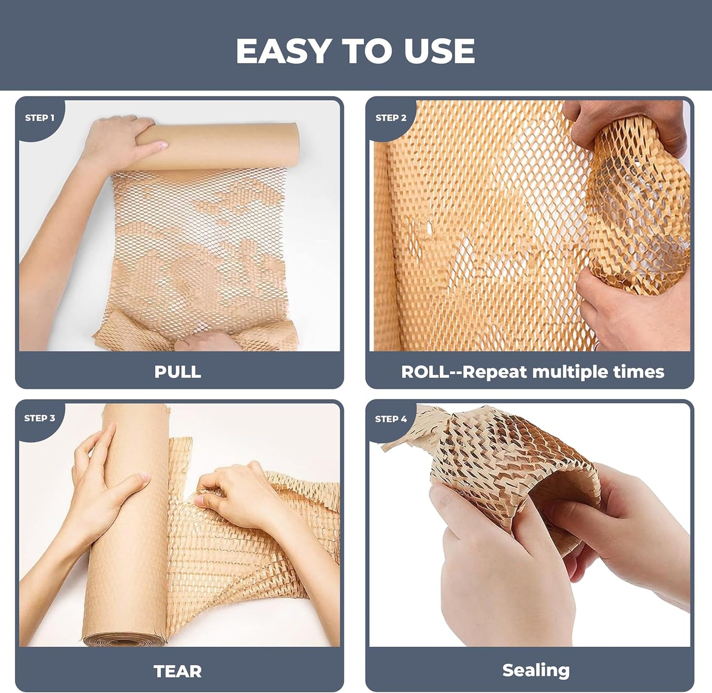 Honeycomb Packing Paper Wrap 15''360', Substitute Alternative for Bubble Cushioning Wrap for Moving Shipping Packaging, Recyclable Moving Supplies with 36 Fragile Sticker Labels