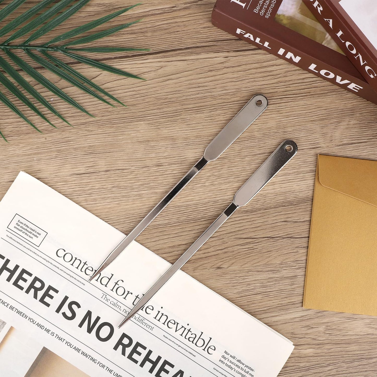 2pcs Letter Opener Knife, Stainless Steel Envelope Slitter Mail Opener Tool Lightweight Package Wrapping Paper Cutter for Office School Postal (Silver)