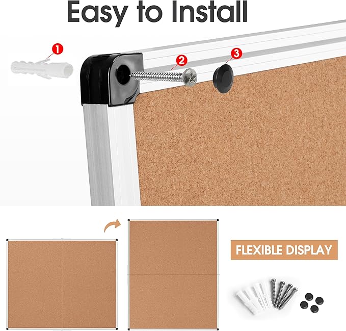 Extra Large Cork Bulletin Board 48" X 48", Foldable Notice Pin Board - Image 7