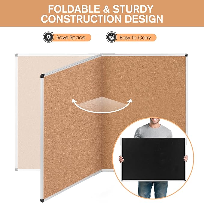 Extra Large Cork Bulletin Board 60" X 36", Foldable Notice Pin Board - Image 4