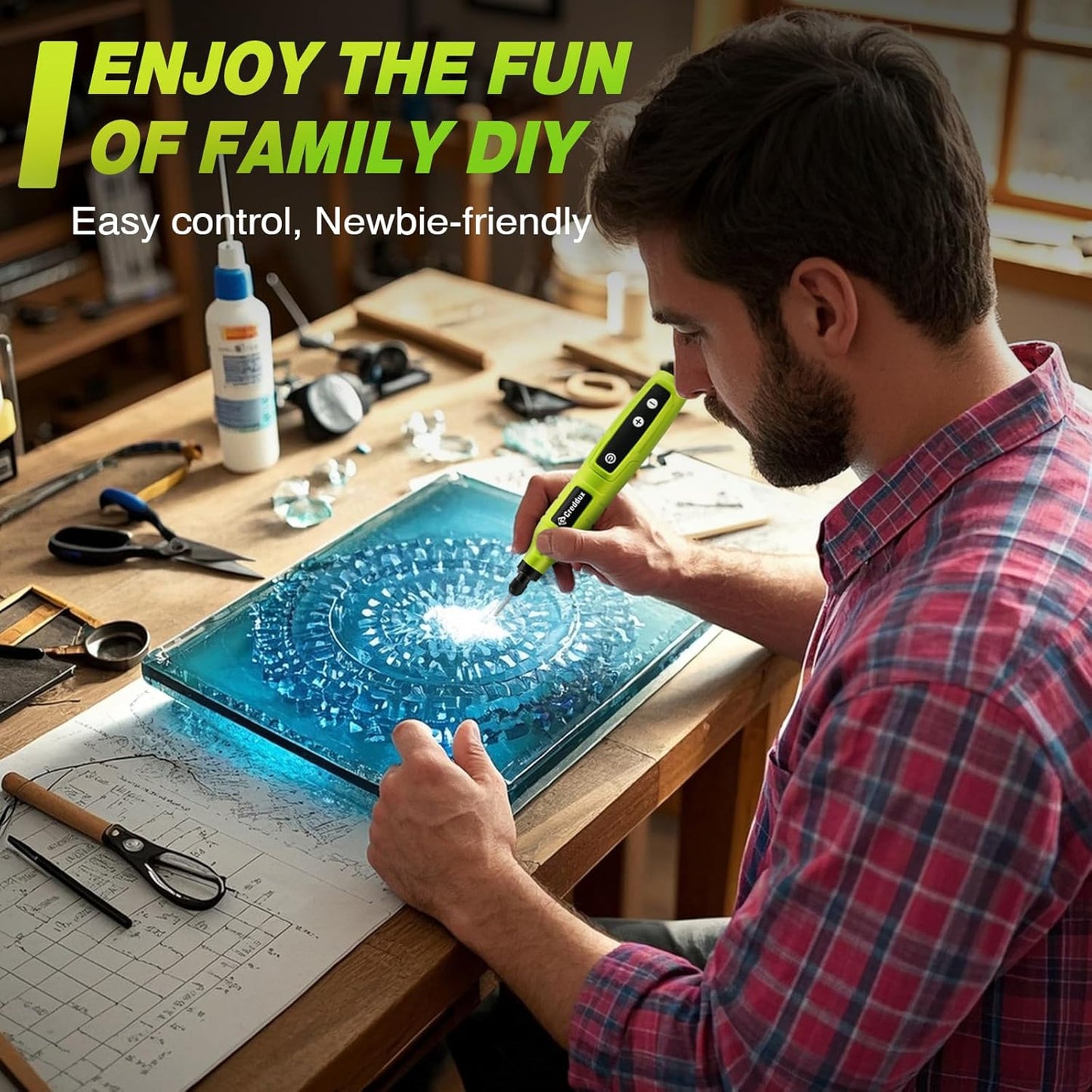 Cordless Rotary Tool,5 Speed Rotary Tool Kit With 71 Accessories,USB Charging,Multi-Purpose 4.2v Power Rotary Tools Easy Accessory Changes - Sanding, Polishing, Engraving and Cutting Green