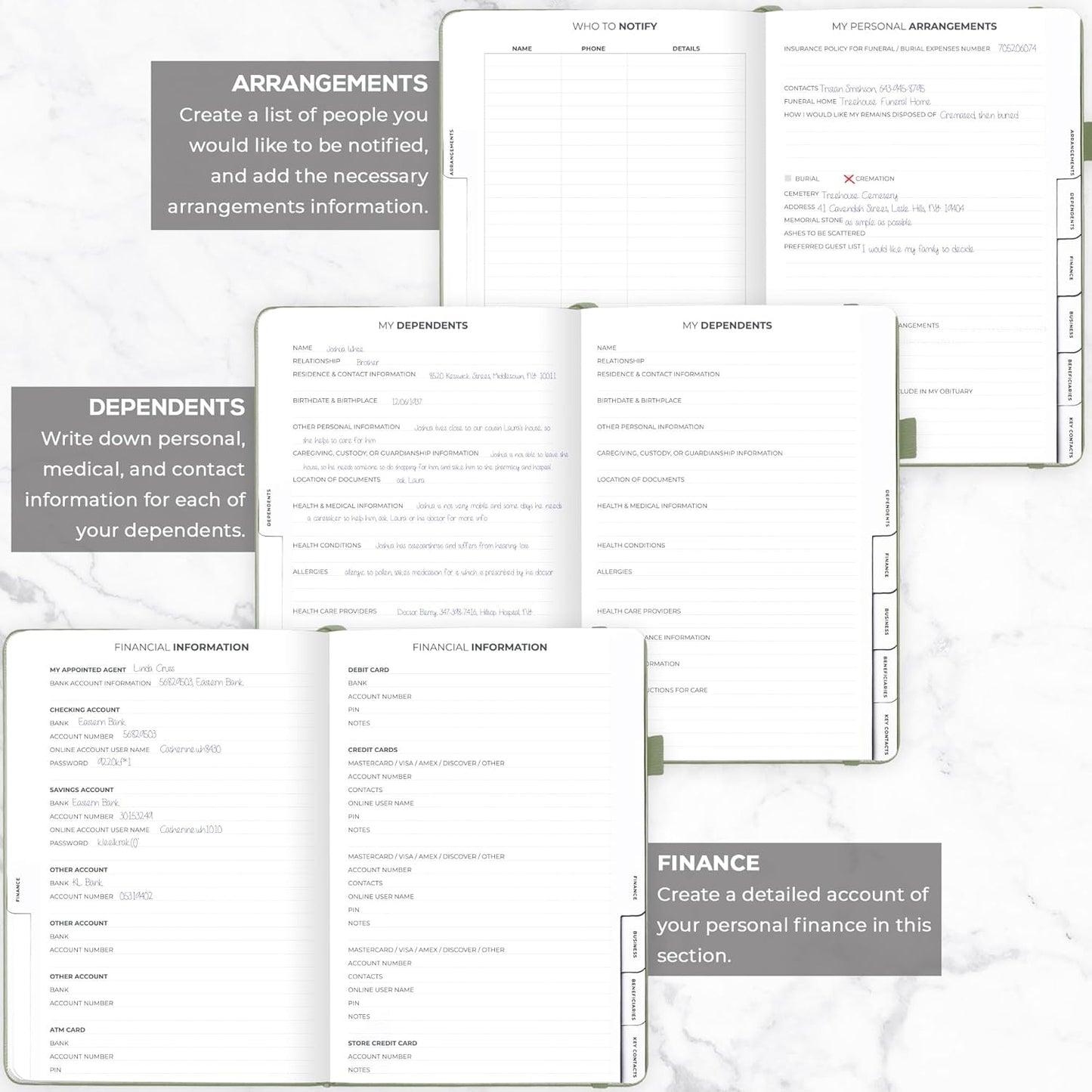 Clever Fox Large End of Life Planner – Guided Final Arrangements Organizer Notebook for Instructions, Beneficiary Info, Will Preparation, Last Wishes & Funeral Planning – 8.5" x 11" (Cypress)