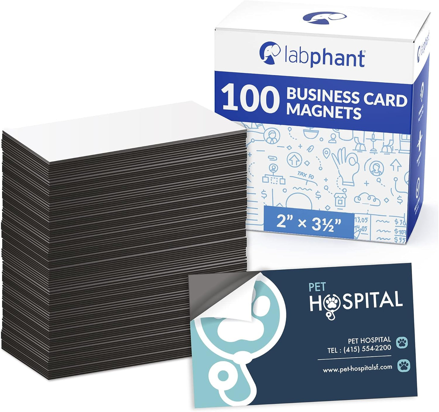 Business Card Magnets Pack of 100 – Customize with Peel and Stick Adhesive Magnet to Create Personalized Magnetic Business Cards as Promotional Items - Essential Large, Mid and Small Business Supplies