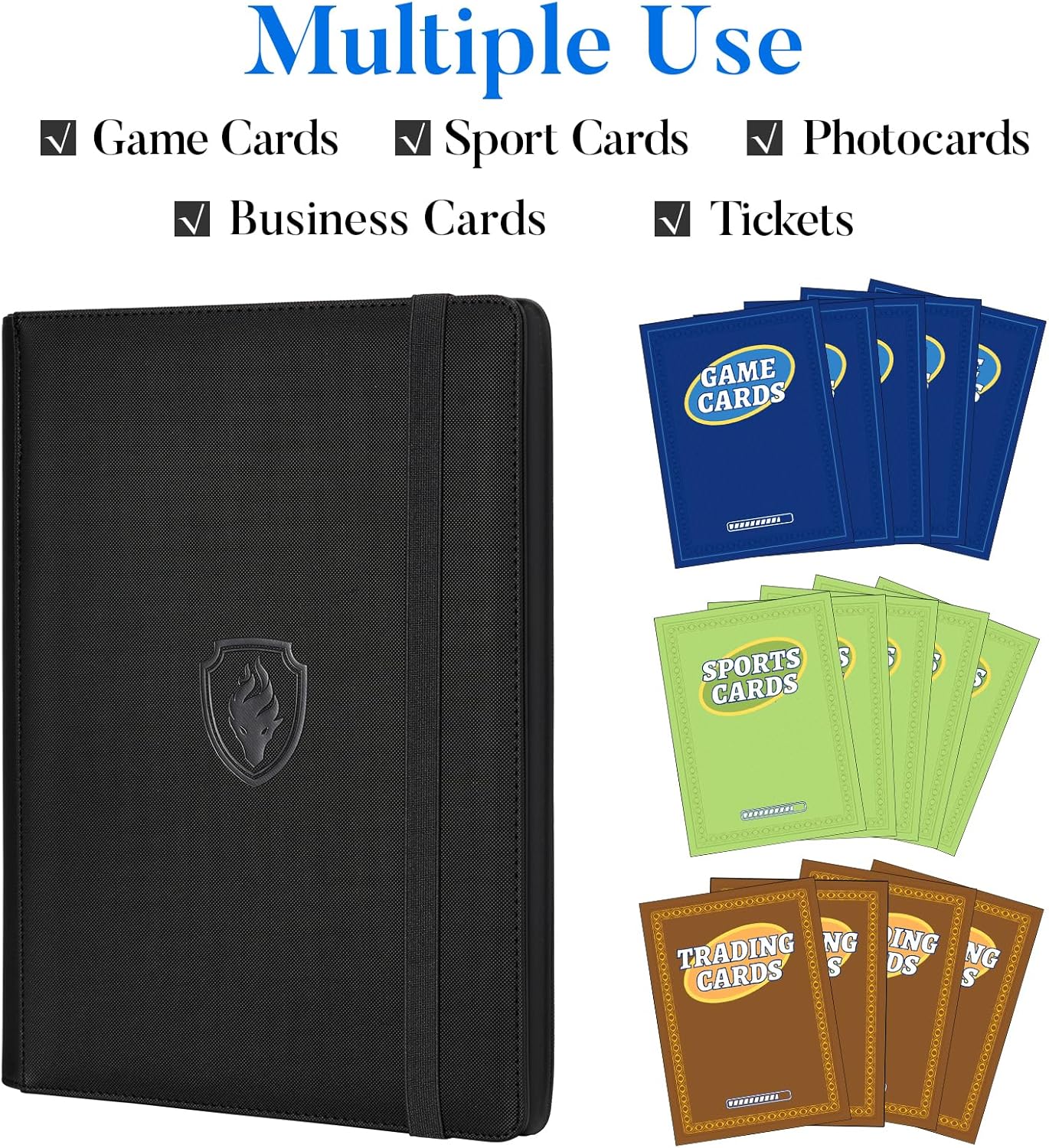 Premium 9 Pocket Card Binder for 540 Cards, Fabmaker PU Cover Trading Card Binder, Sturdy Card Collection Album, Sleek Card Holder Folders for YuGiOh, MTG, TCG, Game Cards & Sports Cards, Brown
