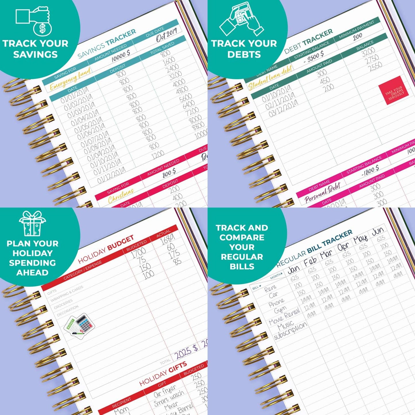 Clever Fox Budget Planner & Monthly Bill Organizer With Pockets. Expense Tracker, Budgeting Journal & Financial Book. Medium, 5.1x8.2" (Dark Green)