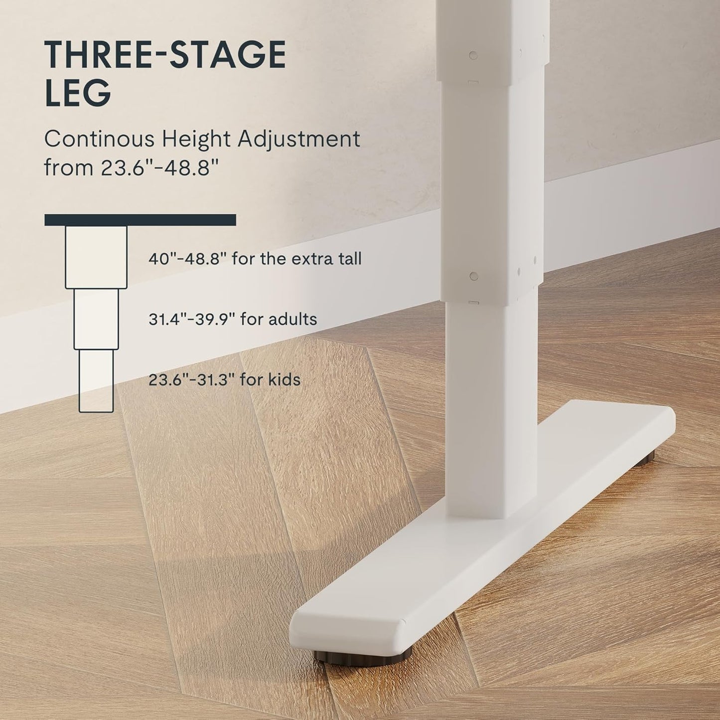 FLEXISPOT E6 Essential Bamboo 3 Stages Dual Motor 60x30 Inch Electric Height Adjustable Standing Whole-Piece Board Desk Sit Stand Up Desk (White Frame + Bamboo Curved Desktop)