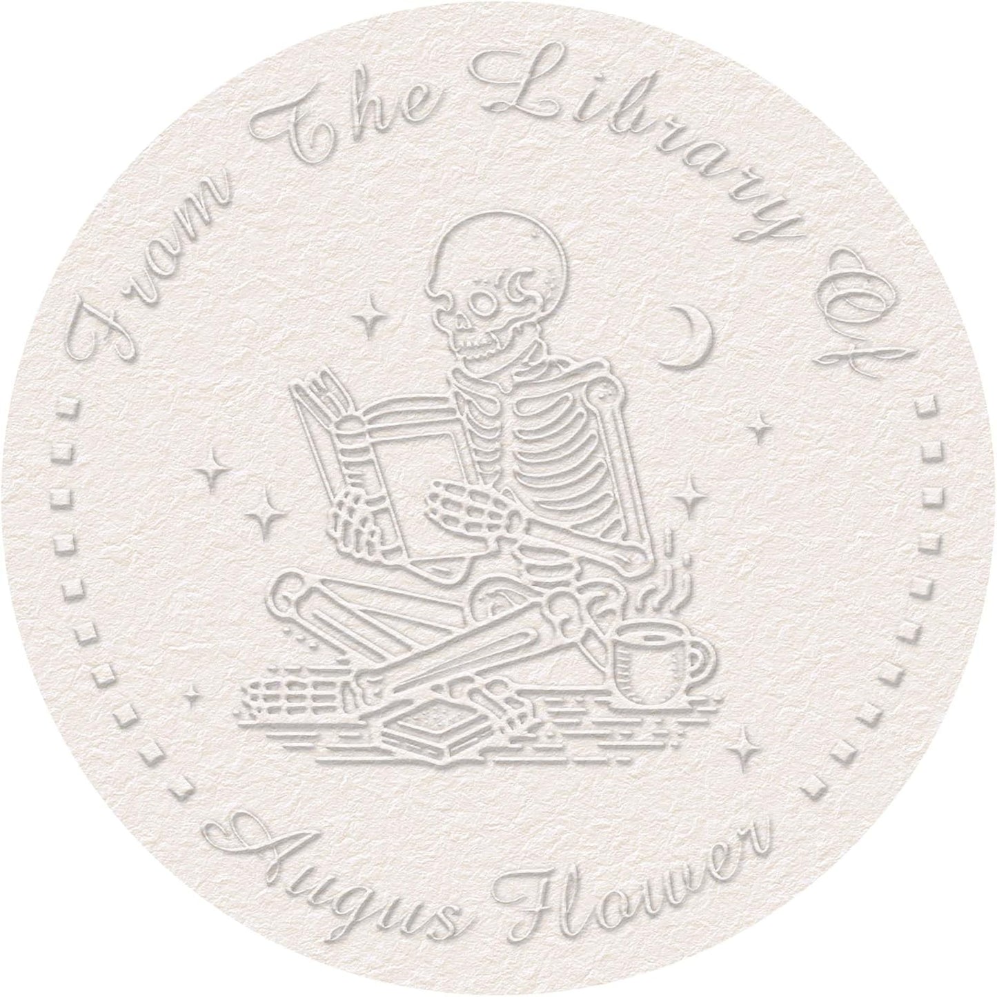 Skull Themed Library Book Embosser，Custom Book Business Card Paper Document Notebook，Self Inking Stamp，Book Lover Gifts，Christmas Gifts (Style01)