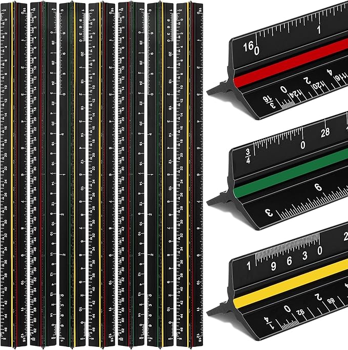 Macarrie 10 Pcs Architectural Scale Ruler 12" Architect Engineers Scale by Macarrie