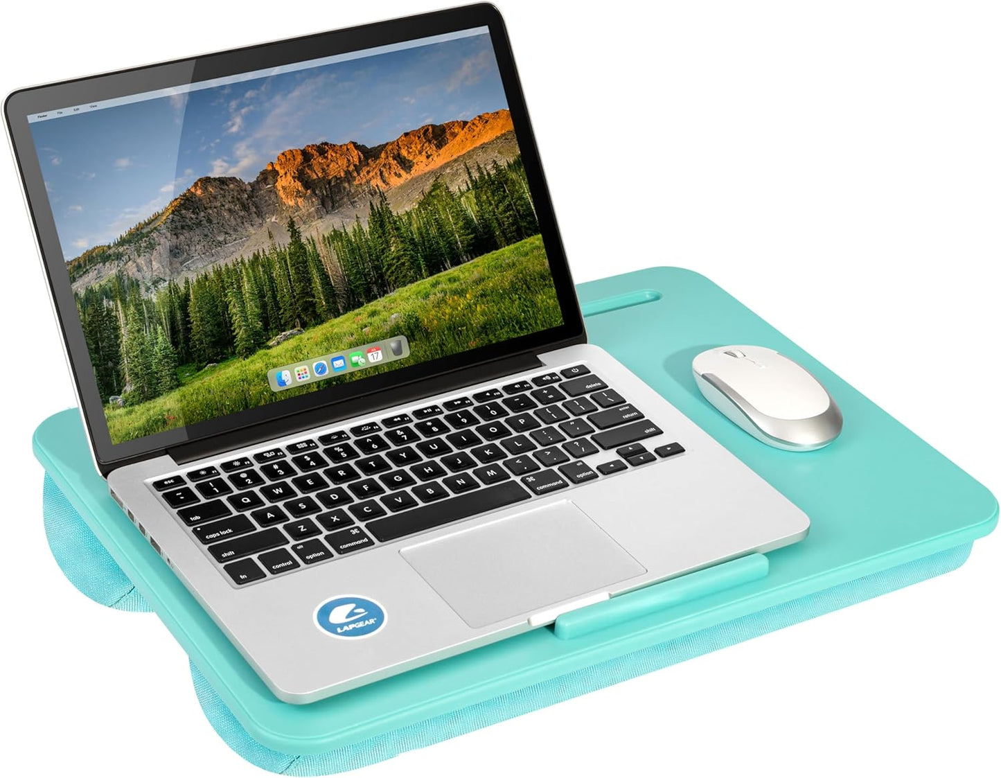 LAPGEAR Original Lap Desk – Large (17.9” x 13”) | Fits Up to 17.3” Laptops | Cushioned with Device Ledge, Pencil Tray & Handle | Portable & Lightweight | 12-Pack | Aqua Sky – Style No. 45009