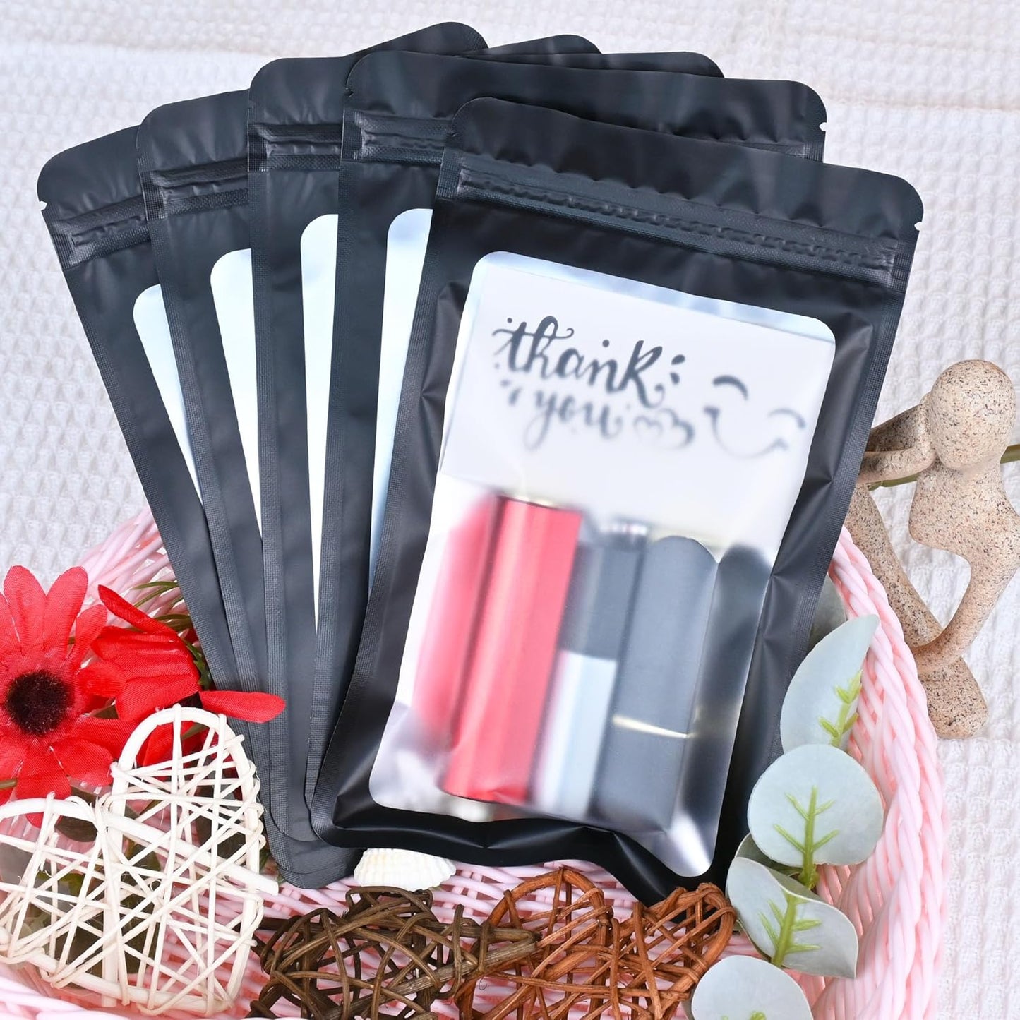 Resealable Mylar Pouch Pen Bags Great for Office Home Party Favor Food Storage Cookies Sample Jewelry Snack (100PCS, Black Color, 3.5 x 6.3 inch)