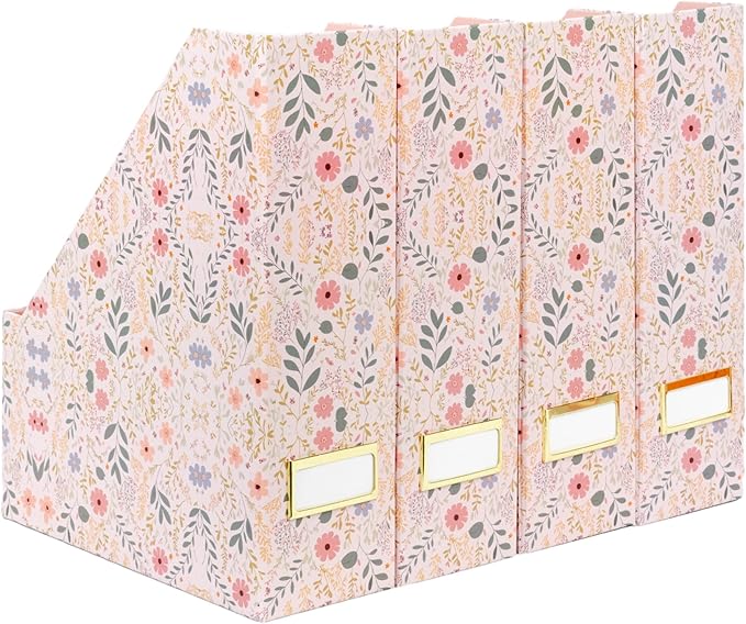 BLU MONACO | Cardboard Magazine File Holder Set of 4 | Standing File Holder by Blu_Monaco