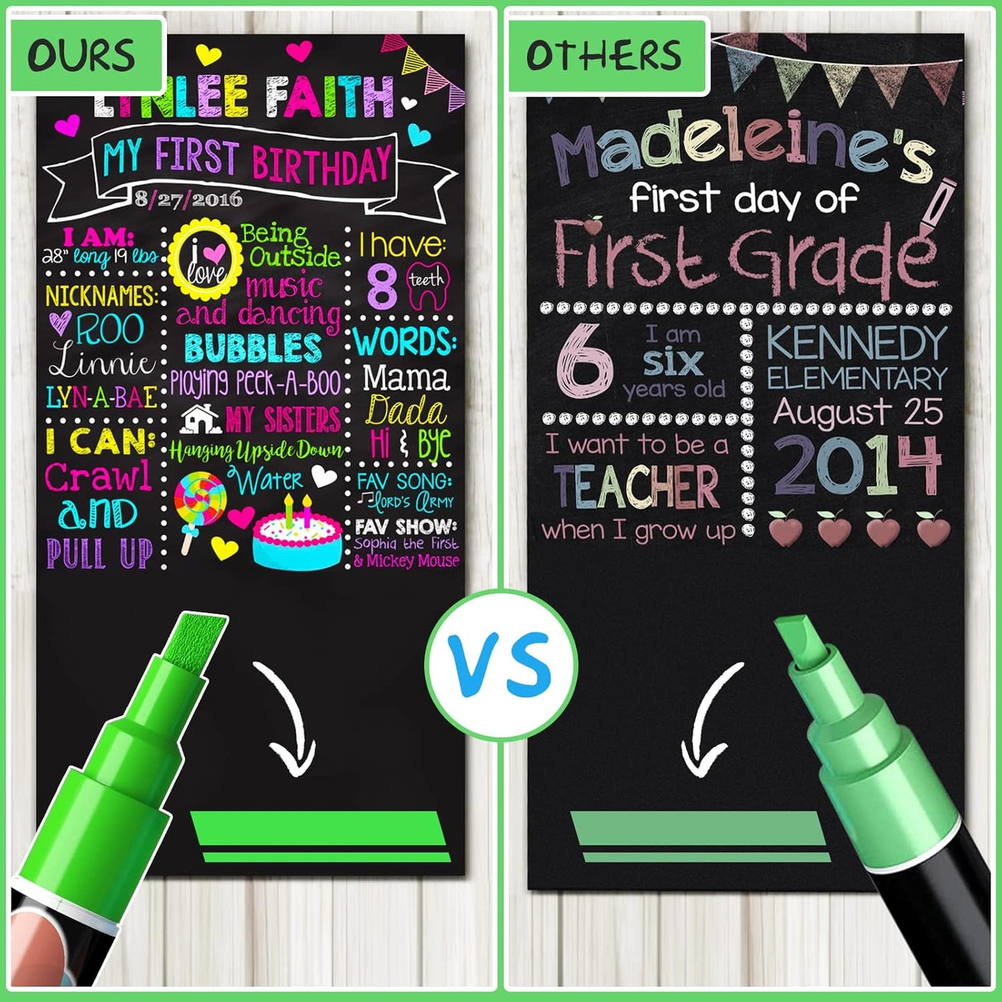 Liquid Chalk Markers Pens - 8 Colors Washable & Wet Erase Neon Chalk Makers for Blackboard, Chalkboard Signs, Glass Window, Graduation Celebration School Kids Art - Erasable Window Markers for Cars