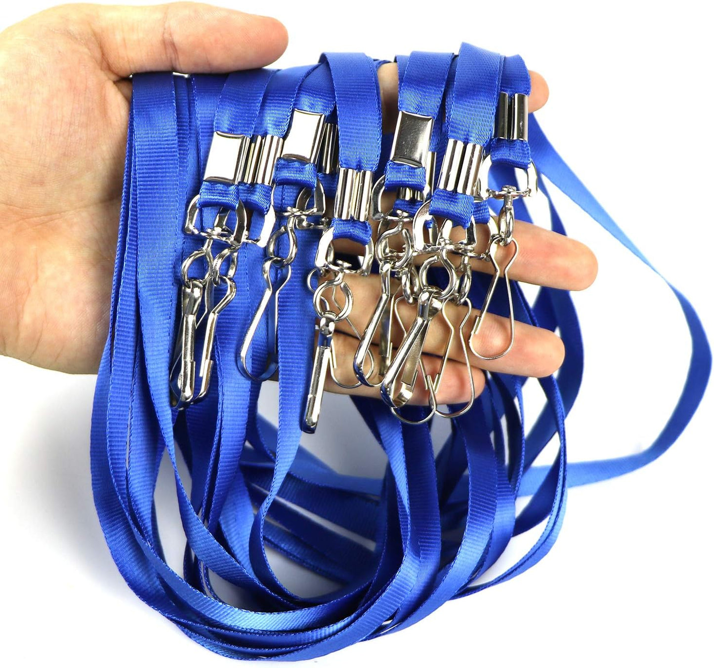 Bulk Lanyards Premium Cruise Lanyard Nylon Badge Lanyards for Id Holder Perfect for Office, Kids, Teachers (Blue, 100Pack)