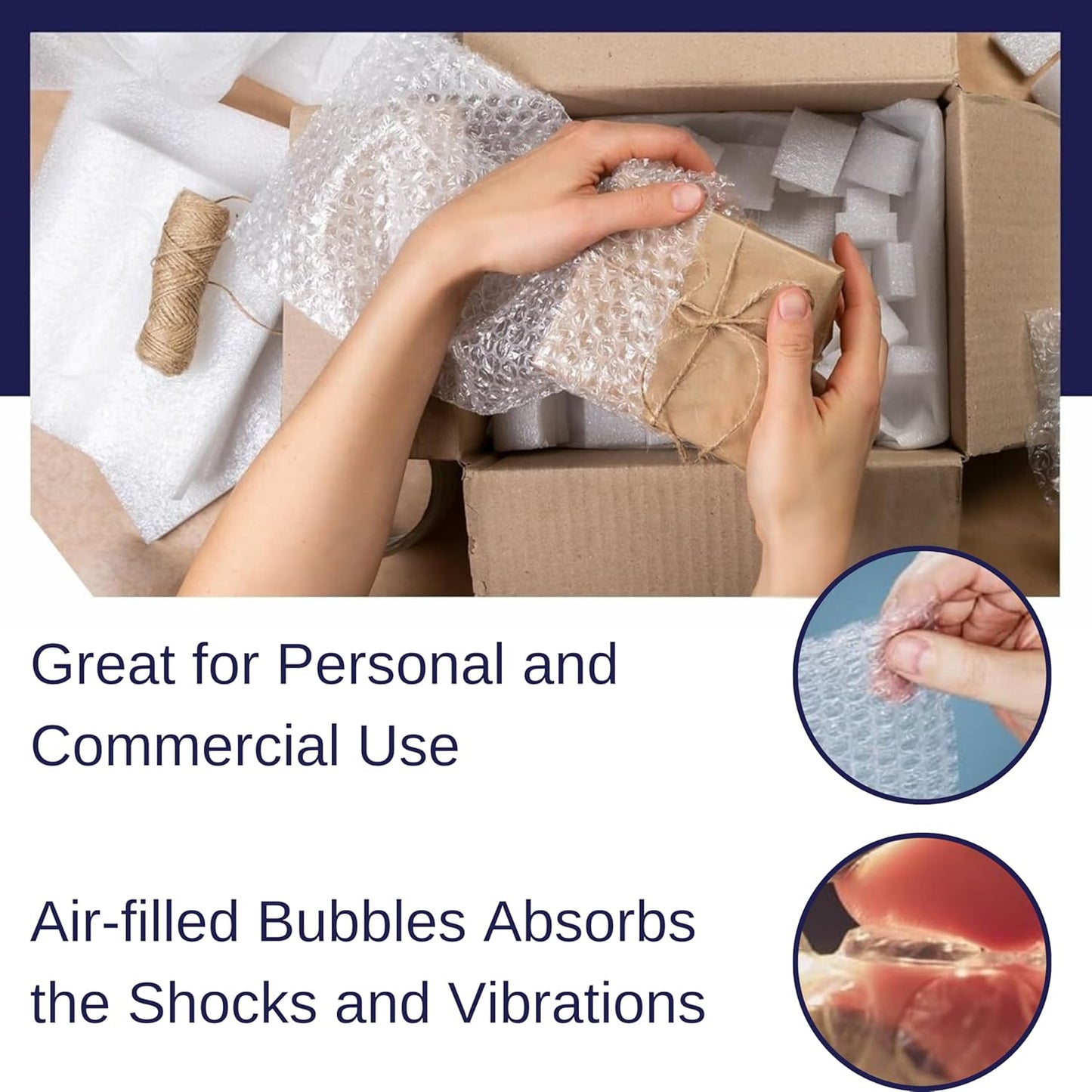 Protective Bubble Roll Wrap - 65FTx12IN Clear, 1/2" Dense Large Bubble Cushioning for Fragile Items, Dish Packing & Packaging Supplies Shipping & Storage - Perforated Every 24IN