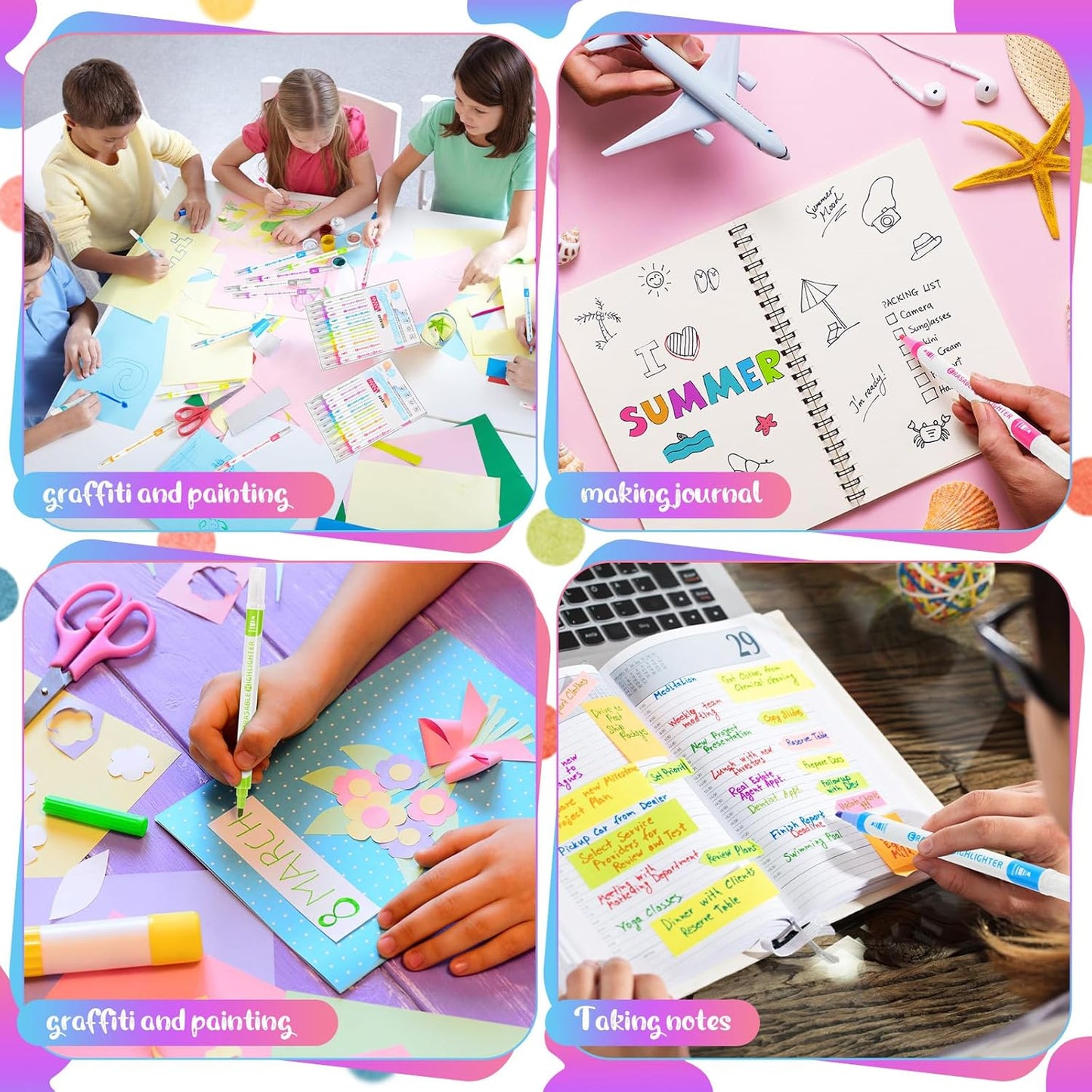 Zhehao 100 Pcs Erasable Highlighters, Smooth Writing Double Head Highlighter for School Office Back to School Supplies Occ Shoebox Gifts