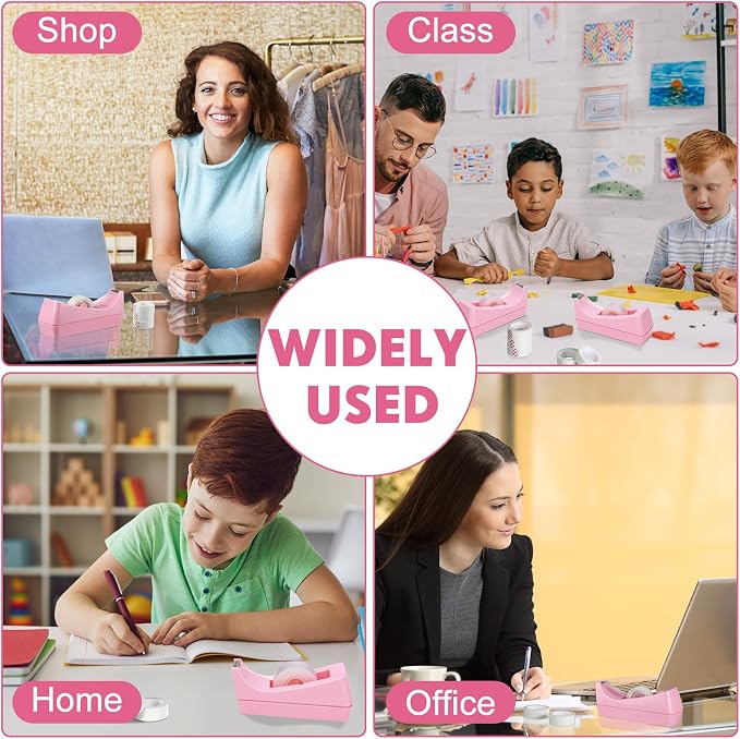 Yahenda 10 Pack Pink Desktop Tape Dispenser Non Skid Base - Image 7