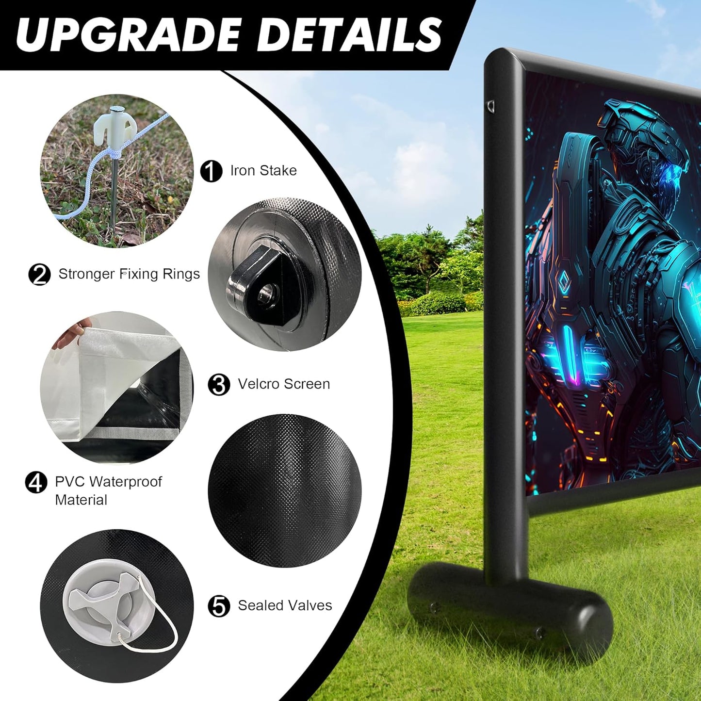 Inflatable Projector Screen, 22ft PVC Upgraded Inflatable Movie Screen Outdoor Airtight Design with High Power Air Pump for Outdoor/Indoor - Does Not Require Continuous Inflation