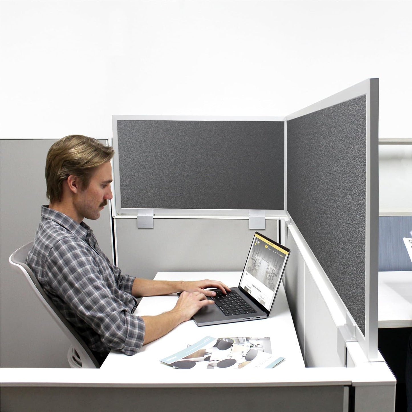 OBEX Acoustical Cubicle Privacy Screen Extender Desk Panel & Office Divider, Add Separation & Block Noise, 12" x 24", Graphite