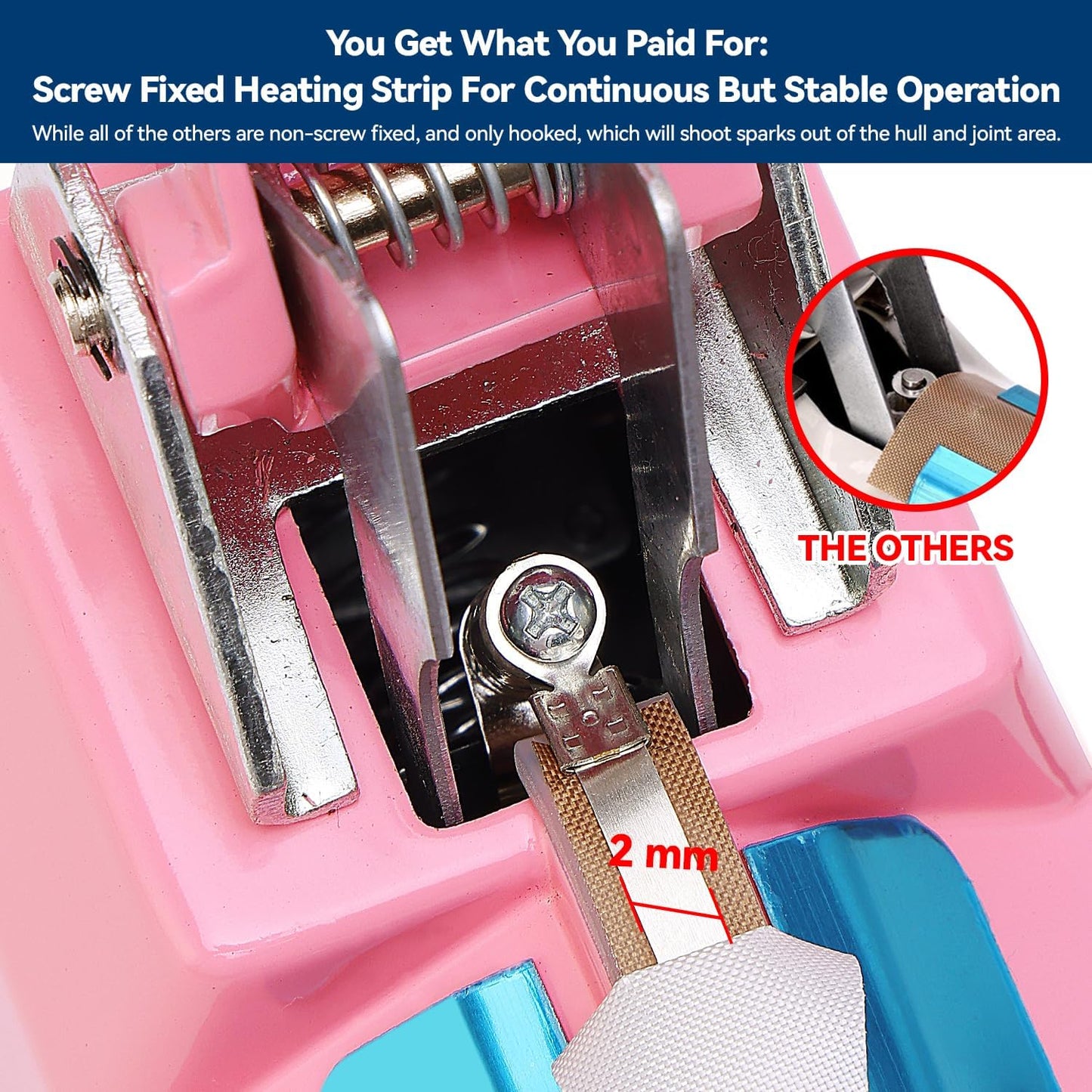 Sealer Pro - 8 inch Impulse Heat Sealer - 2mm Sealing Width - Manual Heat Sealer Machine for All Bags - Most Heavy Duty for Strong, Secure Sealing for Long Term Food Storage - Extra 2 Replacements, 2 Fuses Included(Pink)